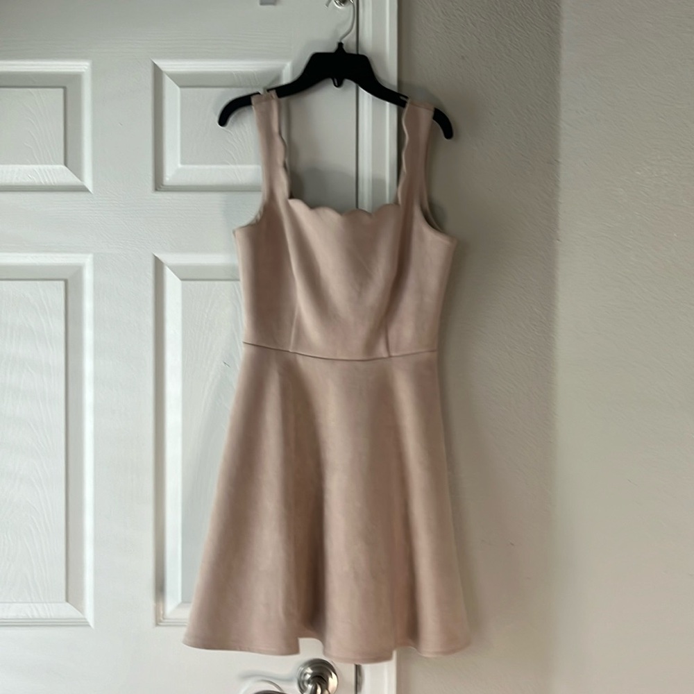 Faux suede blush fit and flare dress